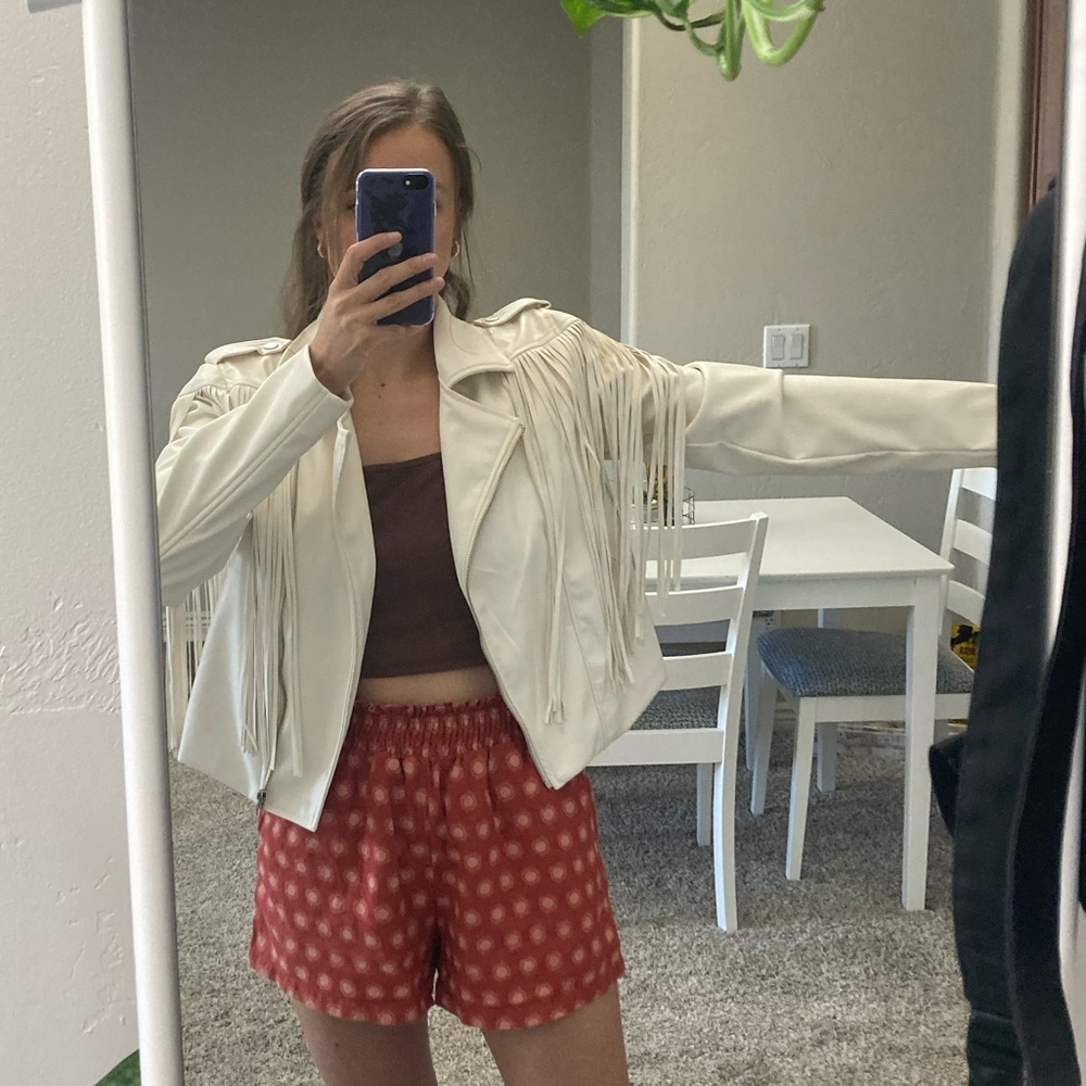 New white fringe jacket
